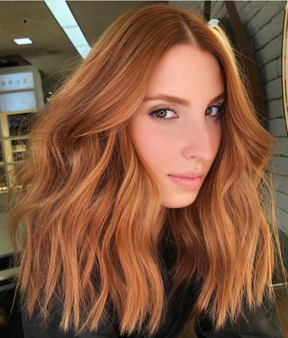 33 Ginger Brown Hair Color Ideas — Blunt Lob Ginger Hair Color