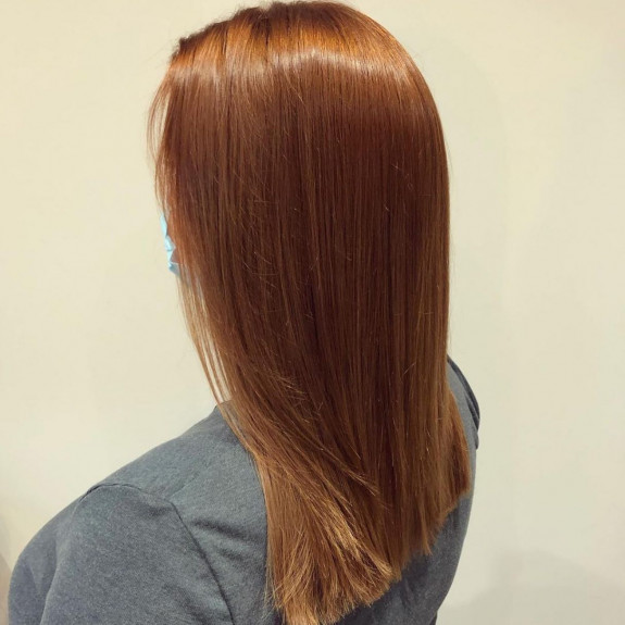 33 Ginger Brown Hair Color Ideas — Glossy Ginger Brown Straight Medium