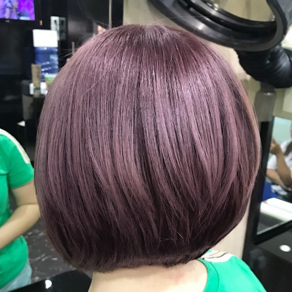 25 Best  Brown Lavender Hair Color Ideas — Layered Bob Lavender Brown