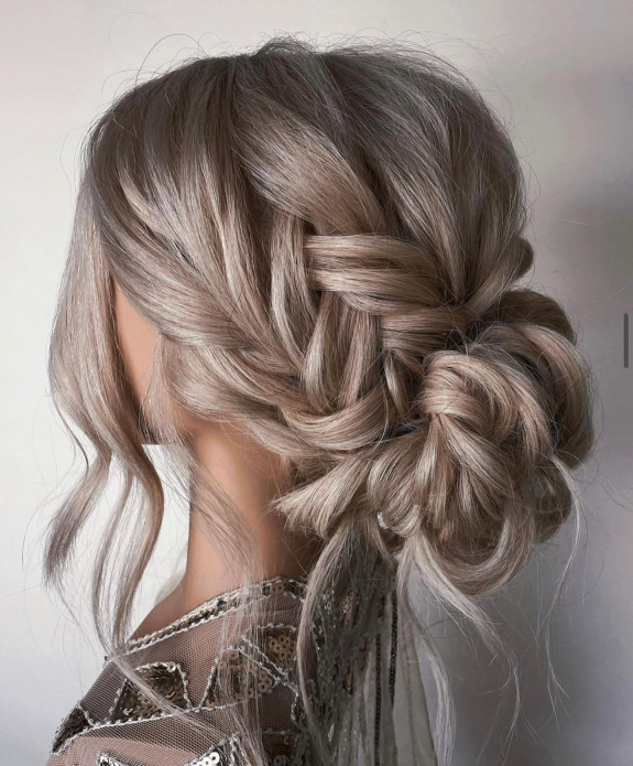 33 Braided Bun Hairstyle Ideas — Messy Braided Bun Hairstyle