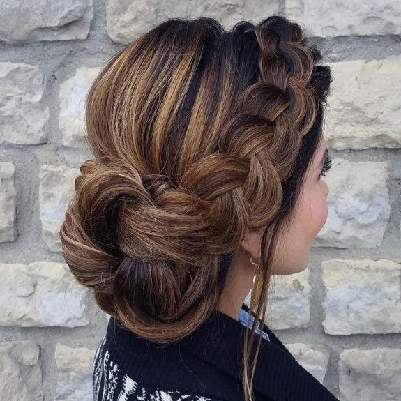 33 Braided Bun Hairstyle Ideas — Voluminous Classic Braided Bun