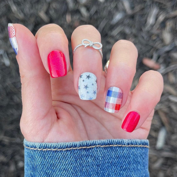 38 Cute Memorial Day Nails — Mixed Patriotic Nails