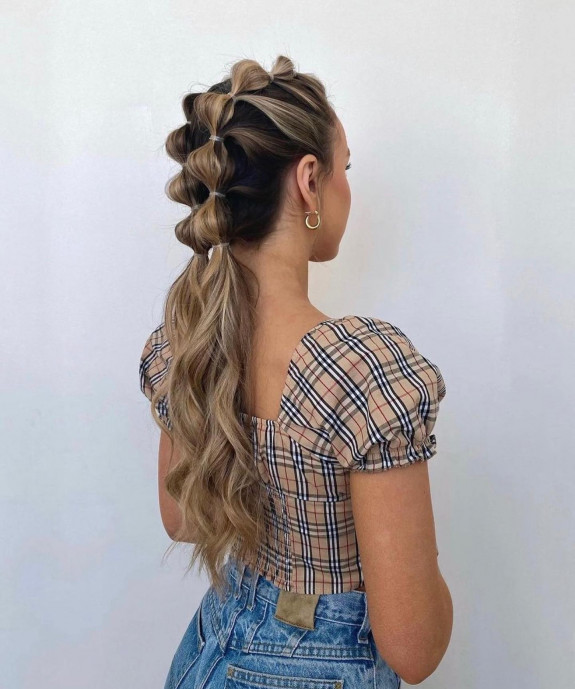 47 Summer Hairstyles 2022 — Bubble Braid Pigtail Hairstyle