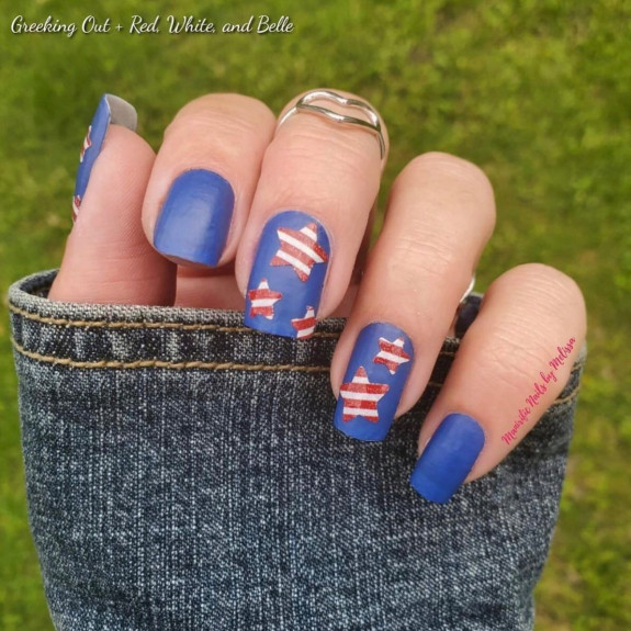 38 Cute Memorial Day Nails — Red and White Stripped Star Blue Nails