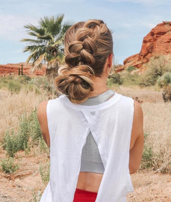 40 Cute Summer Hairstyles — Dutch Braid + Low Bun Hairstyle