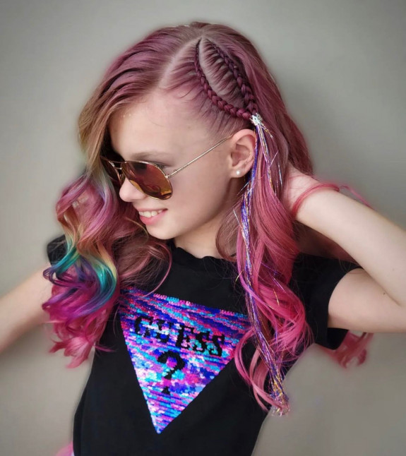 40 Cute and Colorful Festival Hairstyles — Rainbow Hair + Corn Row Braids