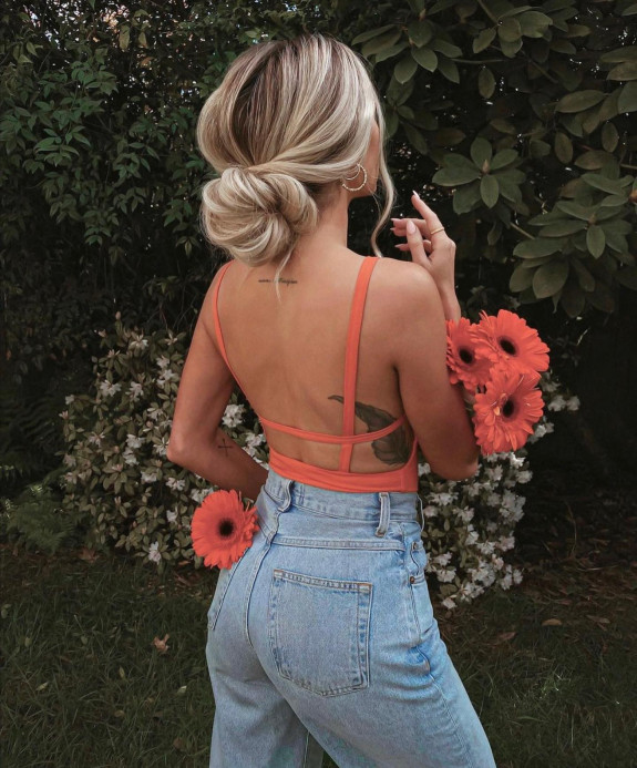 40 Cute Summer Hairstyles — Simple Twisted Low Bun Hairstyle