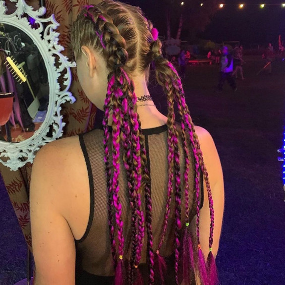 40 Cute and Colorful Festival Hairstyles — Dutch Braids + Small Braids