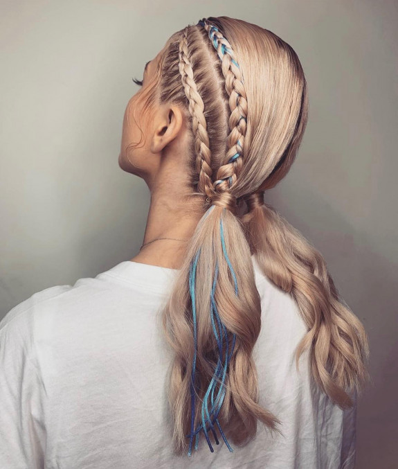 40 Cute and Colorful Festival Hairstyles — French Braid Pigtails