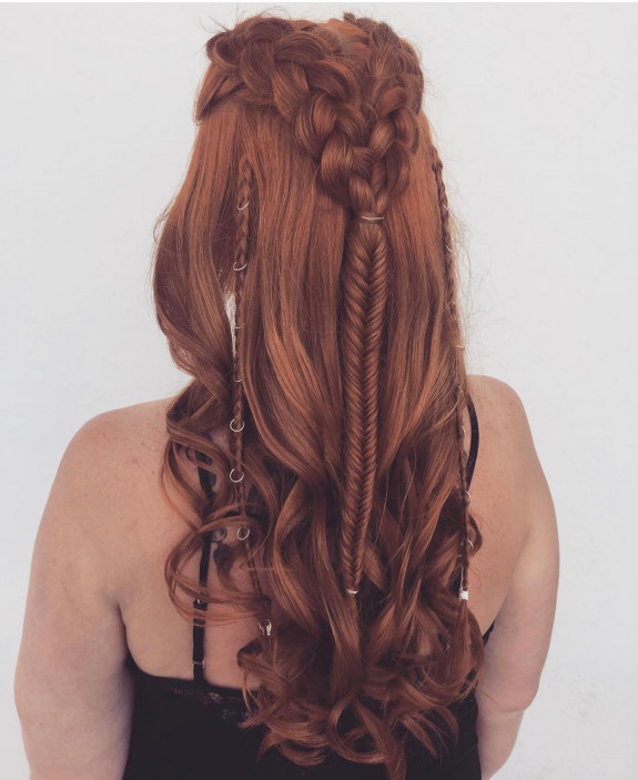 43 Music Festival Hair Ideas — Partial Half Up with Braids