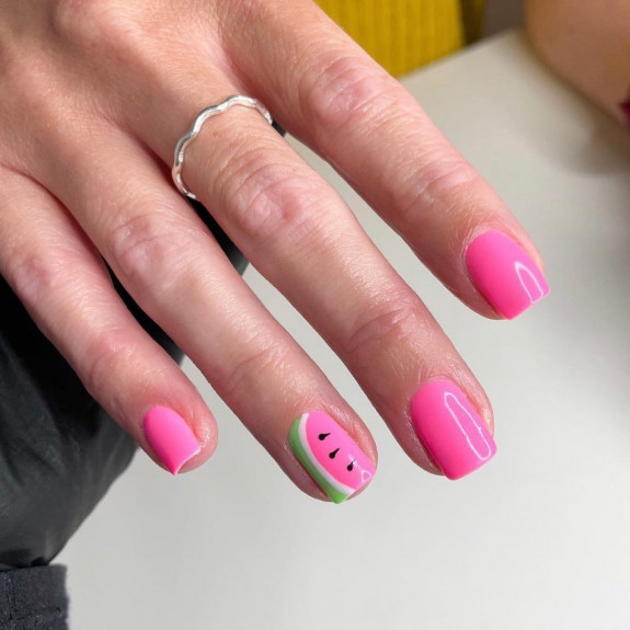 40 Watermelon Nails Designs — Barbie Pink Watermelon Nails