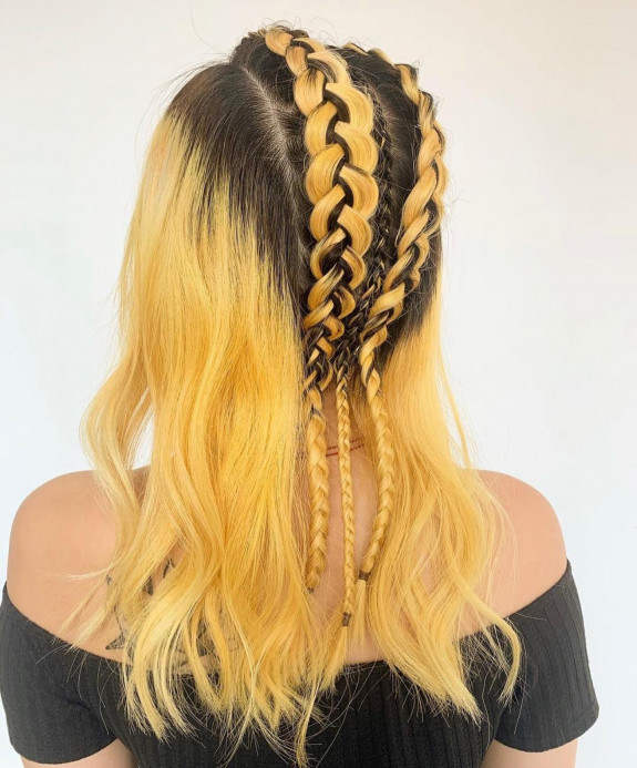 40 Cute and Colorful Festival Hairstyles — Braid Yellow Hair