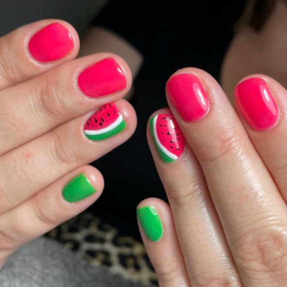 39 Best Watermelon Nails for 2022 — Green and Pink Watermelon Nails