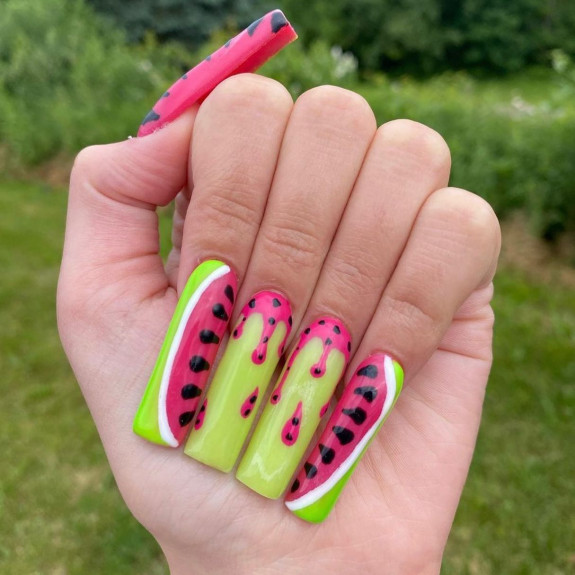 39 Best Watermelon Nails for 2022 — Juicy Dripped Watermelon Nails