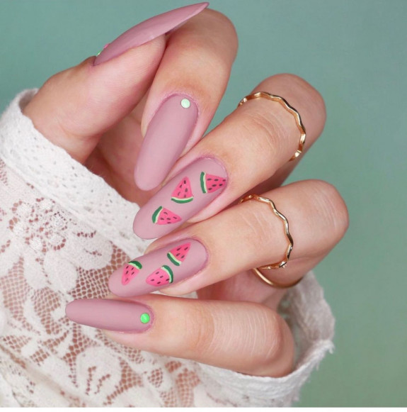 40 Watermelon Nails Designs — Watermelon Nude Pink Nails