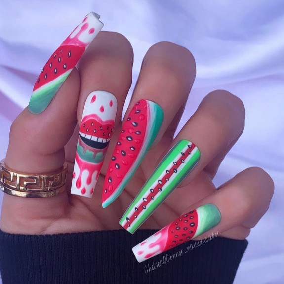 40 Watermelon Nails Designs — Acrylic Watermelon Nail Art