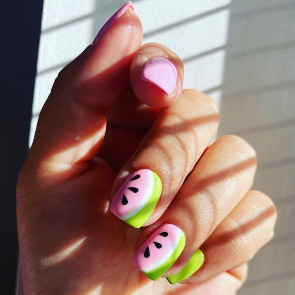 39 Best Watermelon Nails for 2022 — Light Green + Pink Watermelon Nails