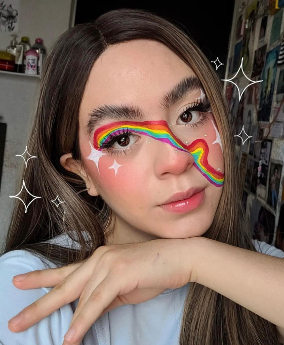 32 Pride Makeup Looks — Rainbow Eye To Cheek 3925