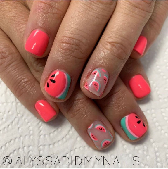 39 Best Watermelon Nails for 2022 — Coral Watermelon Nails