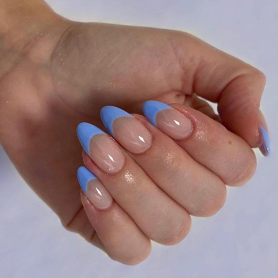 37 Sky Blue French Tip Nails — French Tip Almond Nails