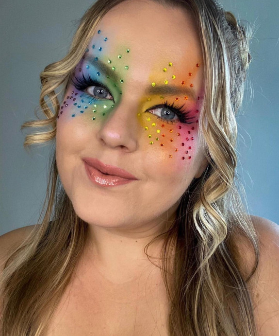 32 Pride Makeup Looks — Rainbow Rhinestones