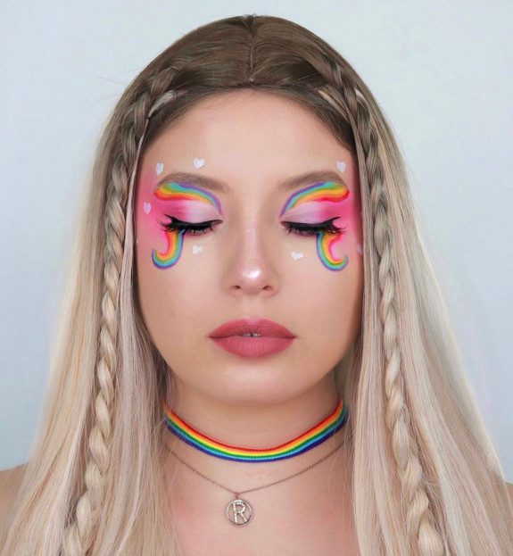 32 Pride Makeup Looks — Love Heart + Rainbow Makeup