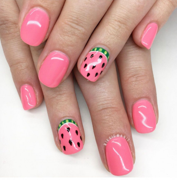 40 Watermelon Nails Designs — Watermelon Pink Nails