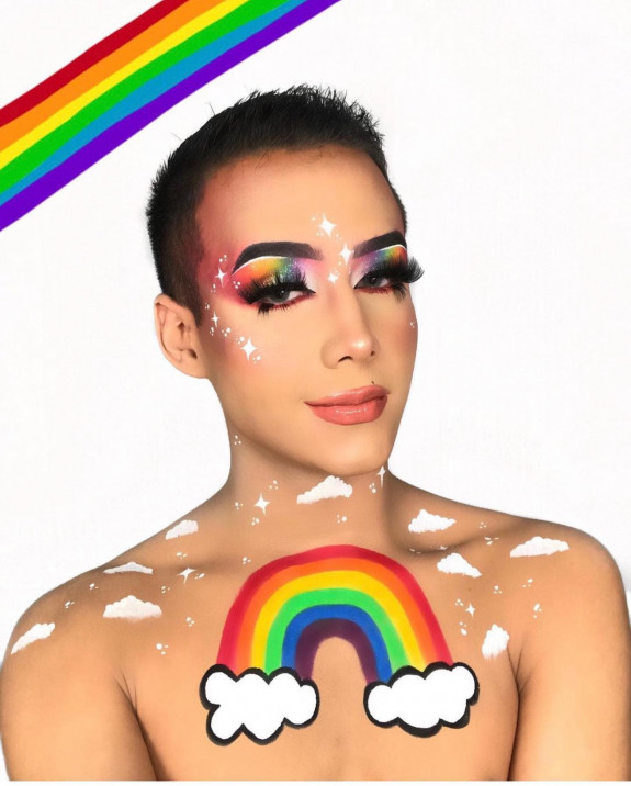 32 Pride Makeup Looks — Rainbow + White Graphic Liner + Sparkles