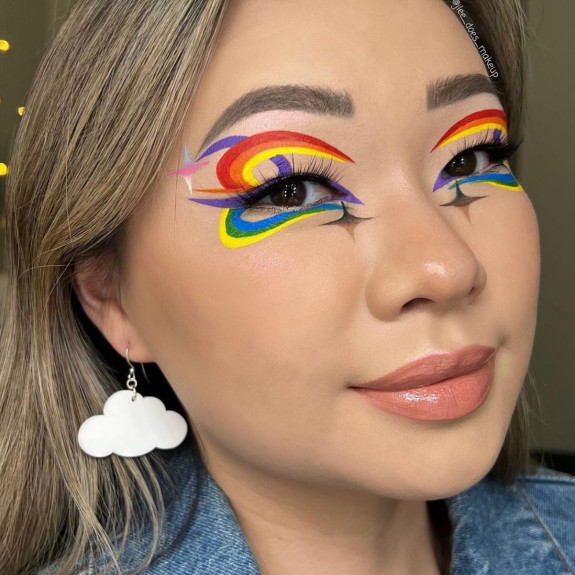 32 Pride Makeup Looks — Rainbow Eye Makeup + Nude Lips