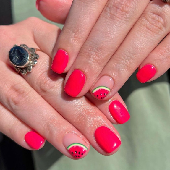 39 Best Watermelon Nails for 2022 — Dark Pink Watermelon Nails