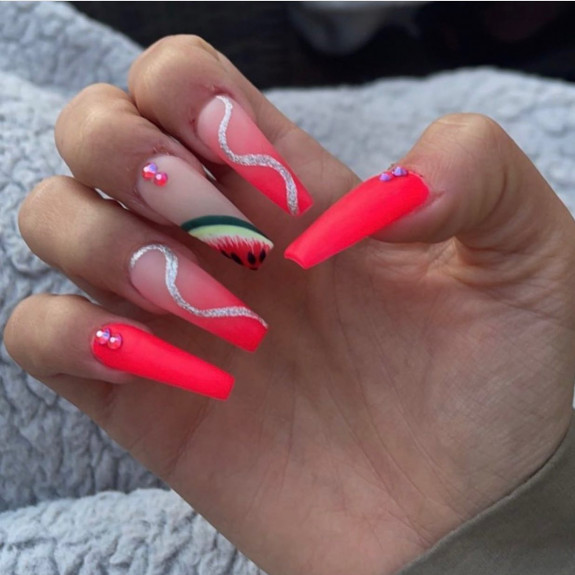 39 Best Watermelon Nails for 2022 — Glitter Swirl + Watermelon Nails