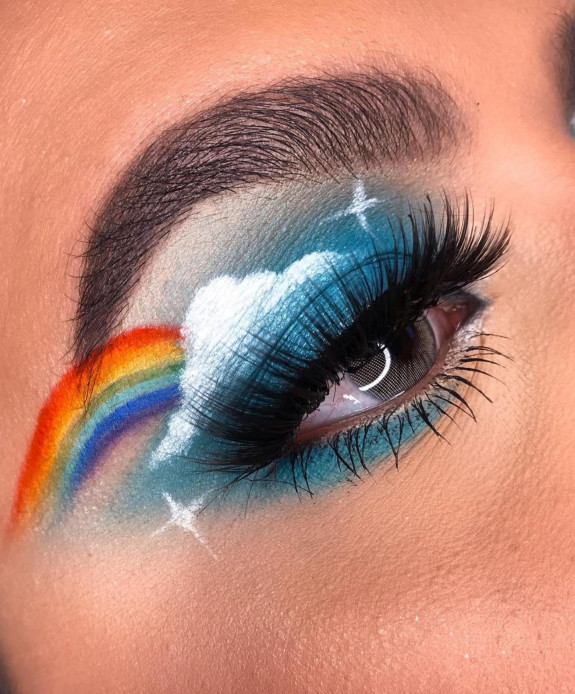 32 Pride Makeup Looks — Cloud + Rainbow Eye Makeup