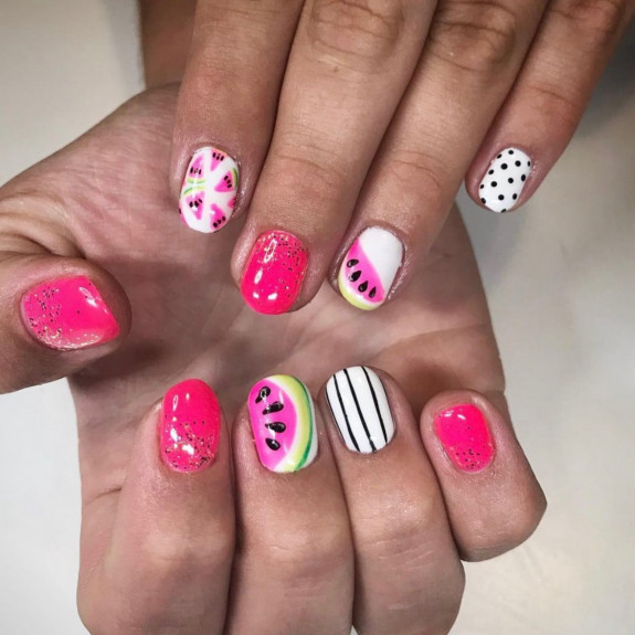 39 Best Watermelon Nails for 2022 — Glitter + Strip + Watermelon Nails