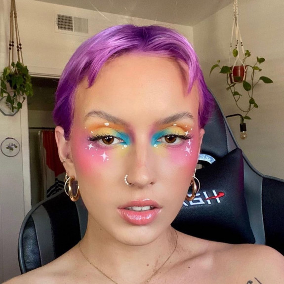 32 Pride Makeup Looks — Rainbow Makeup + Purple Hair