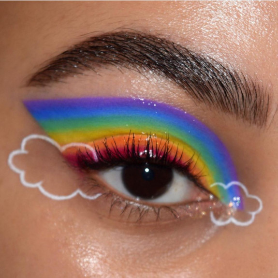 32 Pride Makeup Looks — Rainbow Glossy Makeup