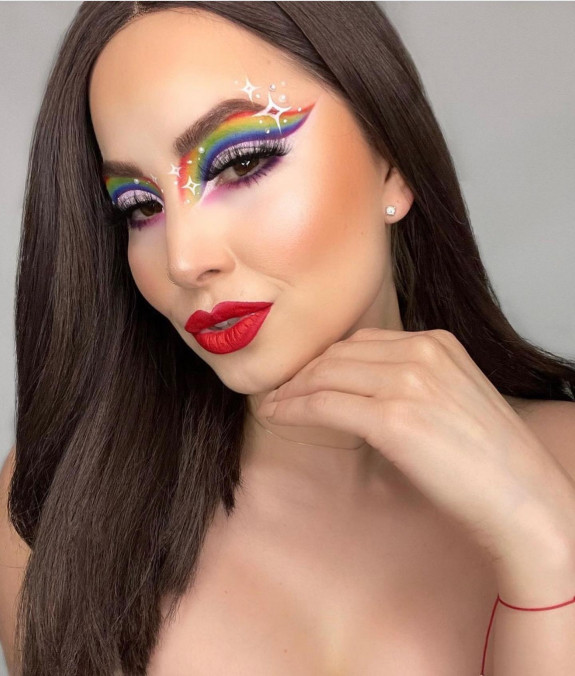 32 Pride Makeup Looks — Rainbow Eye Makeup + Red Lips