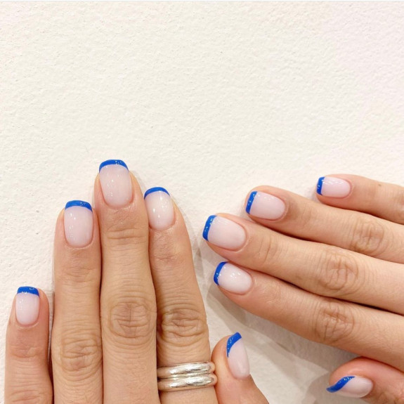 45 Pretty Summer Nails That Suit Everyone — Blue French Tip Nails