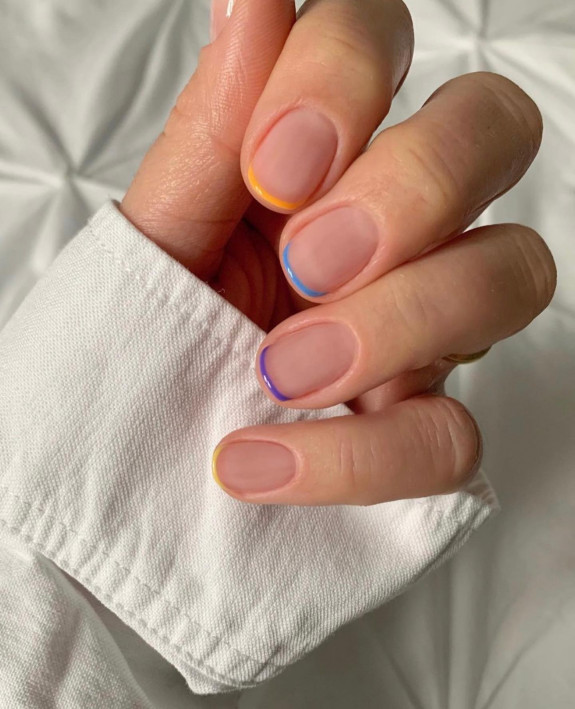 31 Best Summer Squoval Nails — Different Color Thin French Tip Nails