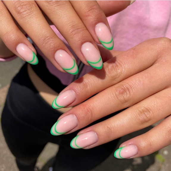 45 Pretty Summer Nails That Suit Everyone — Green Double French Nails