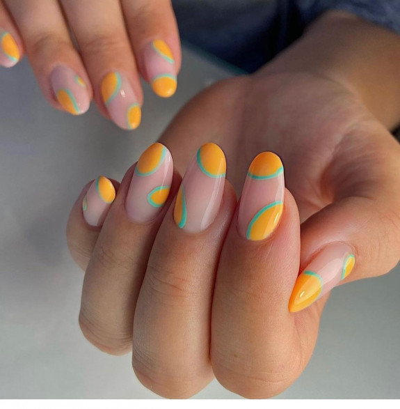 45 Pretty Summer Nails That Suit Everyone — Abstract Orange Nails