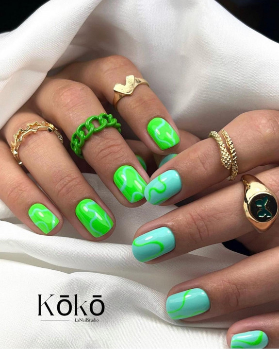 45 Pretty Summer Nails That Suit Everyone — Blue and Green Nails