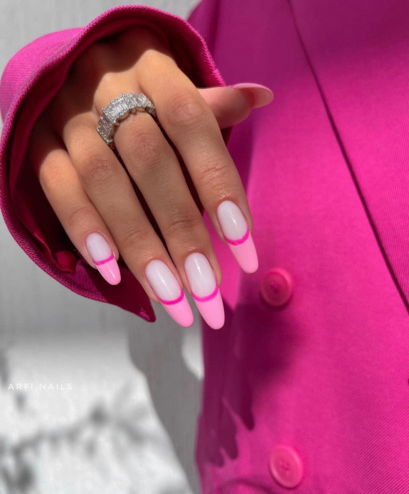 45 Pretty Summer Nails That Suit Everyone — Pink Double French Nails