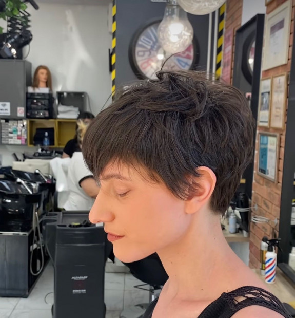 40 Short Haircuts for Women — Long Pixie Dark Hair + Bangs