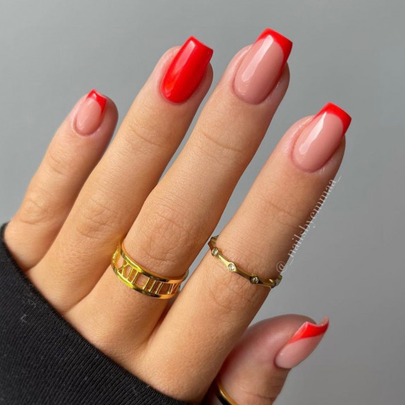 30 Summer Red Nails — Red French Tip Nails