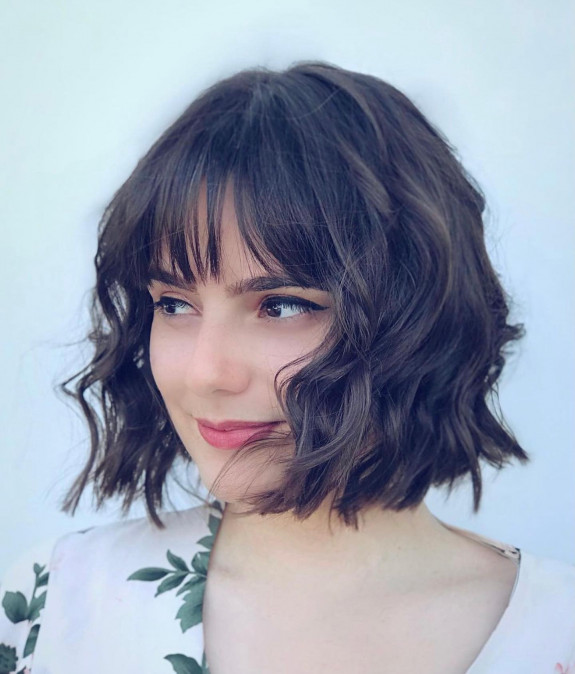 40 Short Haircuts for Women — Curly Bob Haircut with Bangs