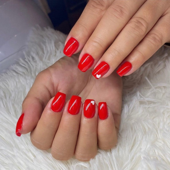 30 Summer Red Nails — Red Nails with Heart