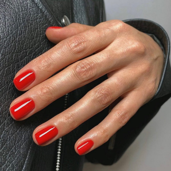 30 Summer Red Nails — Red Glossy Nails