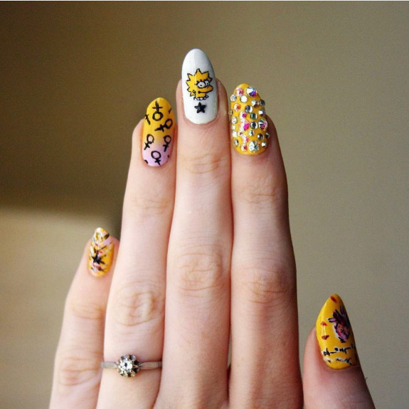 27 Feminist Nail Designs — Simpson Yellow Feminist Nails