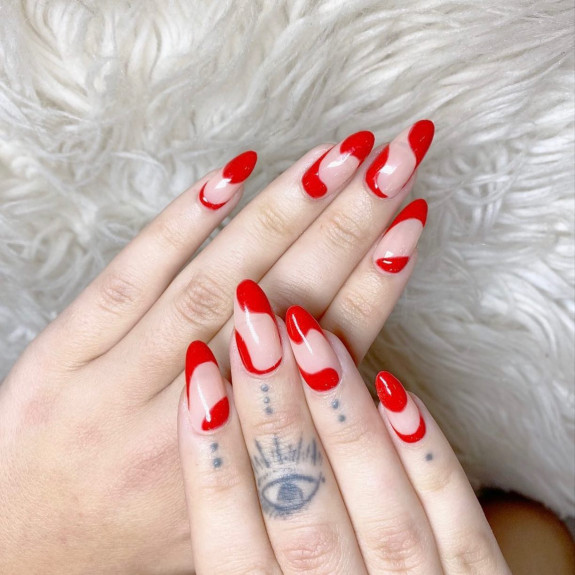 30 Summer Red Nails — Red Negative Space Nails