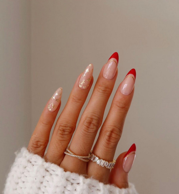 30 Summer Red Nails — Red Double French Tip Nails